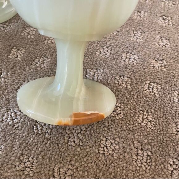 Set of 4 Vintage Green Opal Marble Wine Glasses Goblets - Picture 7 of 15